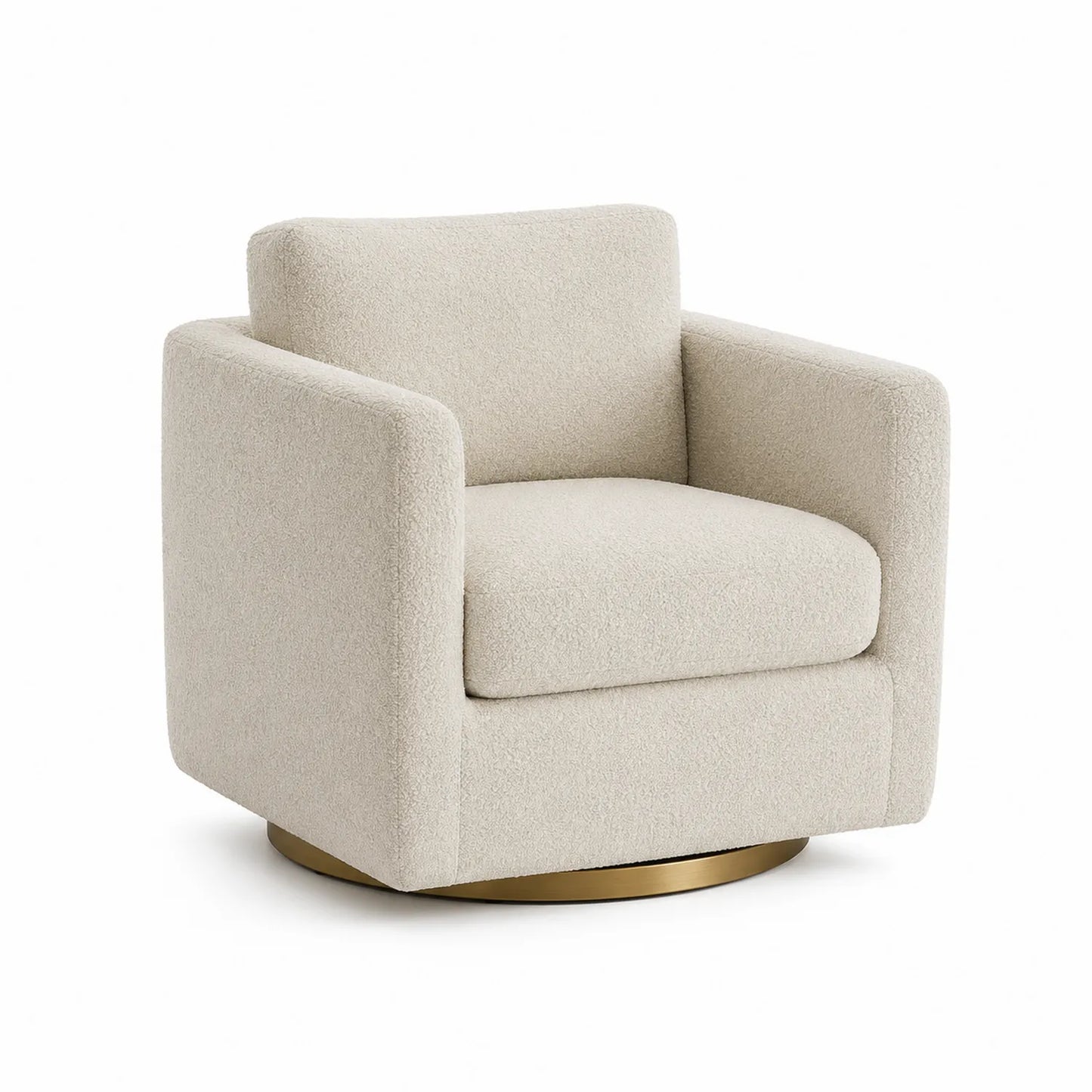 Fotel obrotowy z tkaniny boucle kremowy 75x80x80 cm
