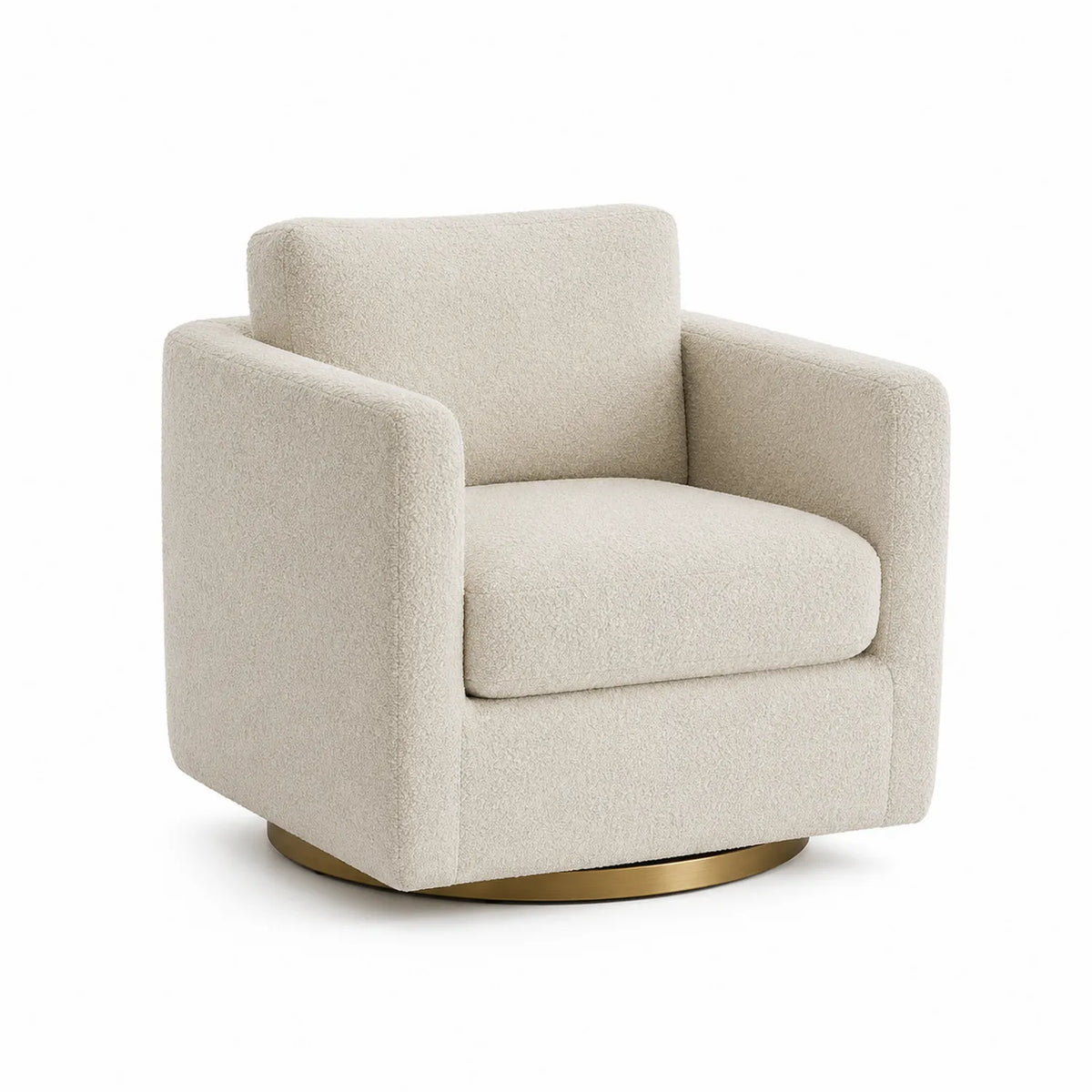 Obrotowy fotel z tkaniny boucle kremowy 75x80x80 cm