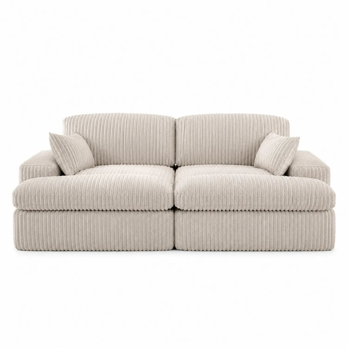 Sofa dwuosobowa sztruksowa prostokątna beżowa