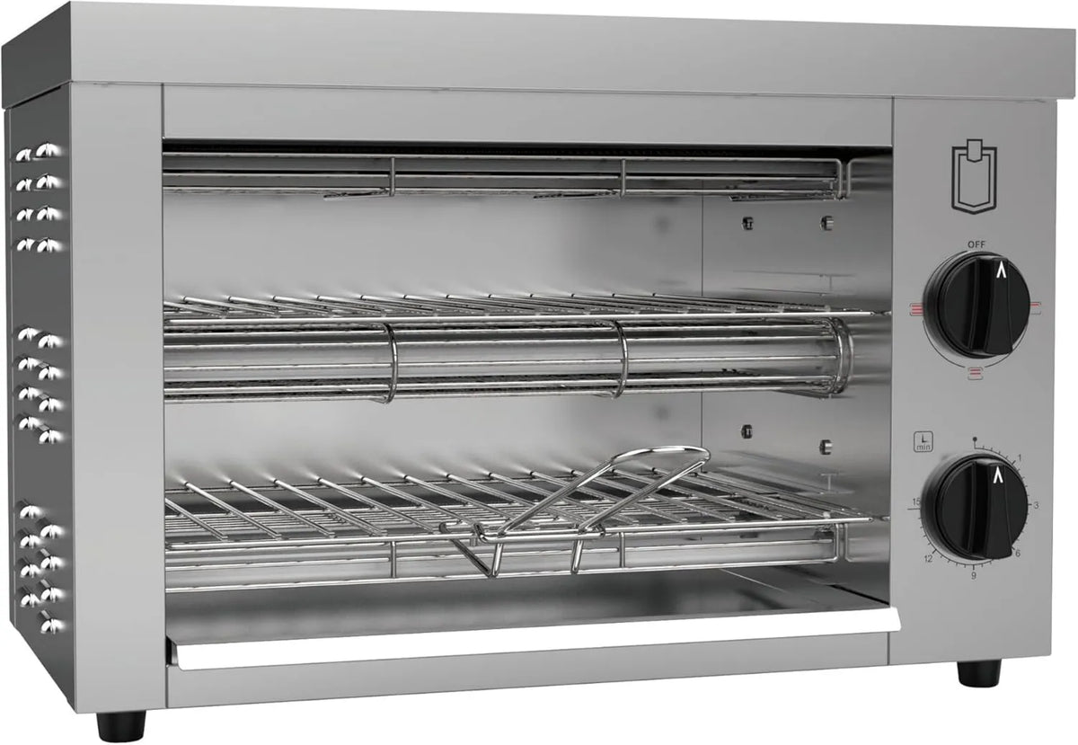 METRO Professional Forno elétrico, 49,2 x 28 x 33,4 cm, 300 W, grelha, forno gratinado, com duas prateleiras