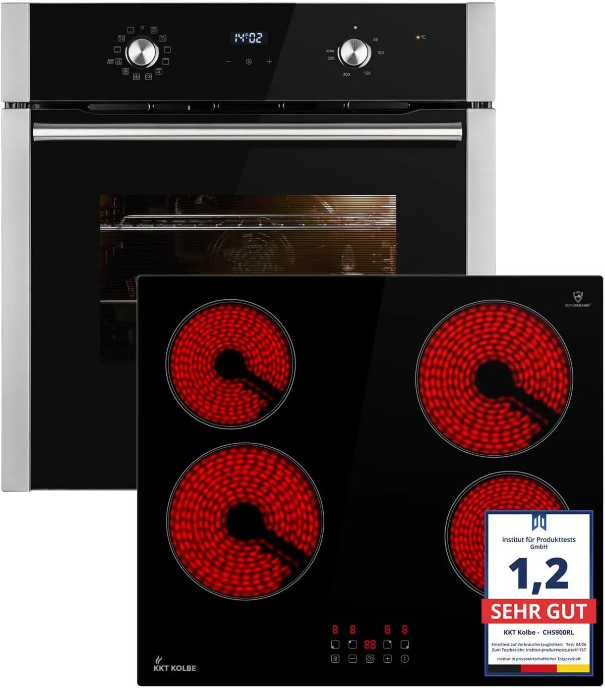 Cozinhador com forno BO8810SS CH5900RL, 60 cm, encastrado, temporizador, autónomo, placa de cozinha 59 cm, churrasco, kit KKT KOLBE Fogão