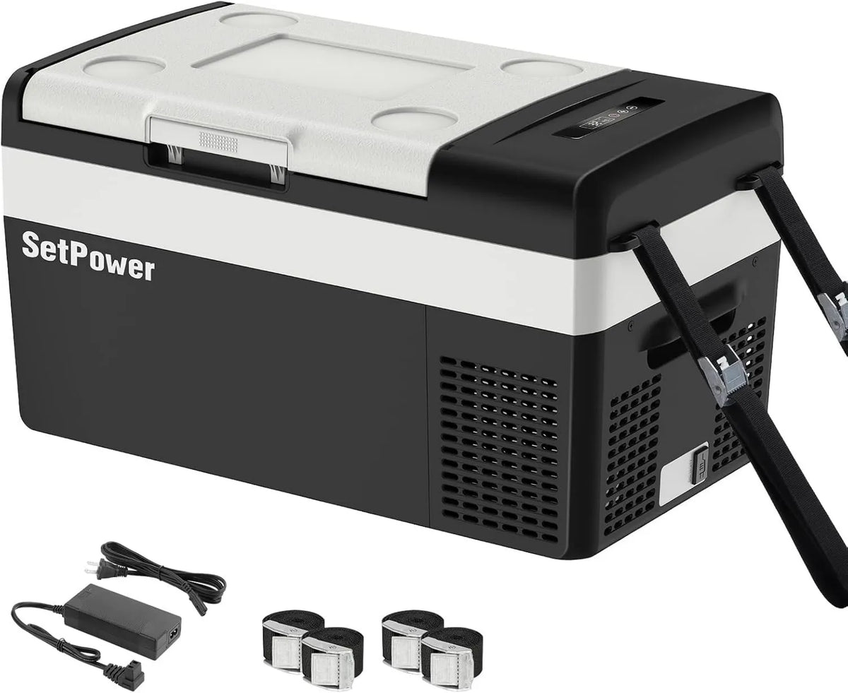 Setpower Congelador, 21 L, 12 V, portátil, compressor elétrico -15, 6 °C ~ 20 °C, refrigeração para veículos, caminhão