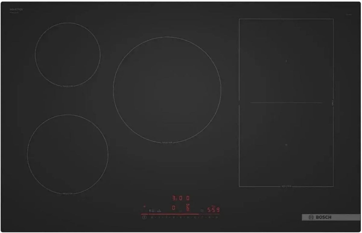 Bosch PVW81CHB1E Placa de indução, 80 cm, placa de cozinha de indução, Boost, superfície fosco para 5 vezes menos arranhões, Power Boost, ativação