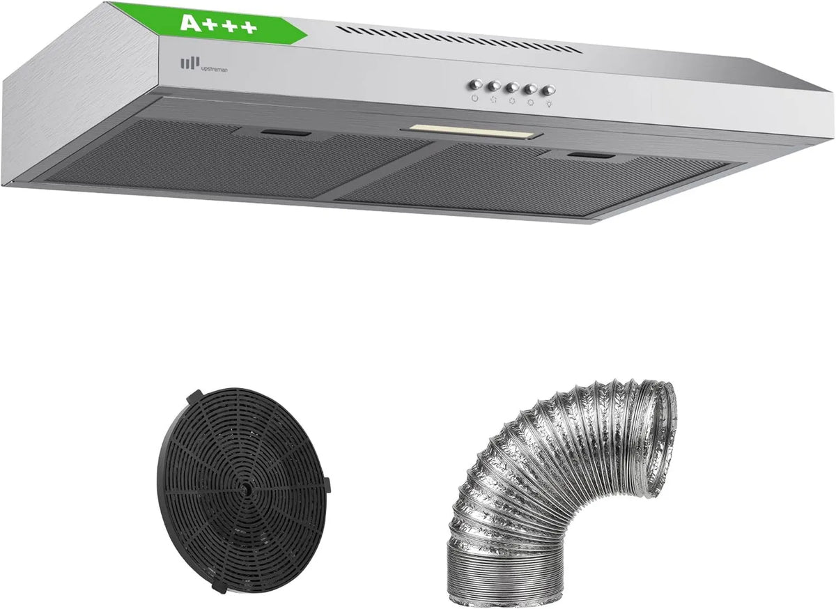 Upstreman Hu60 exaustor de vácuo, 60 cm, 220 m3/h, 61 dB, A-class energia, capa de cozinha, evacuação e reciclagem, iluminação LED, 3 velocidades, silencioso