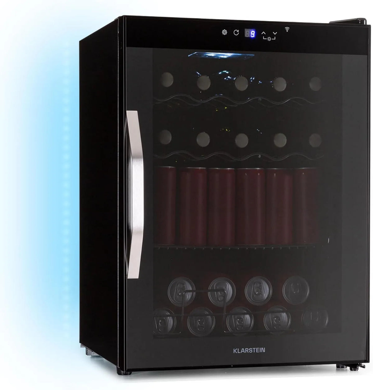 KLARSTEIN Frigorífico, 60 L, 3 a 18 °C, Wi-Fi, preto, LED 7 cores, KLARSTEIN Coachella 60 Frigorífico - 60L Frigorífico