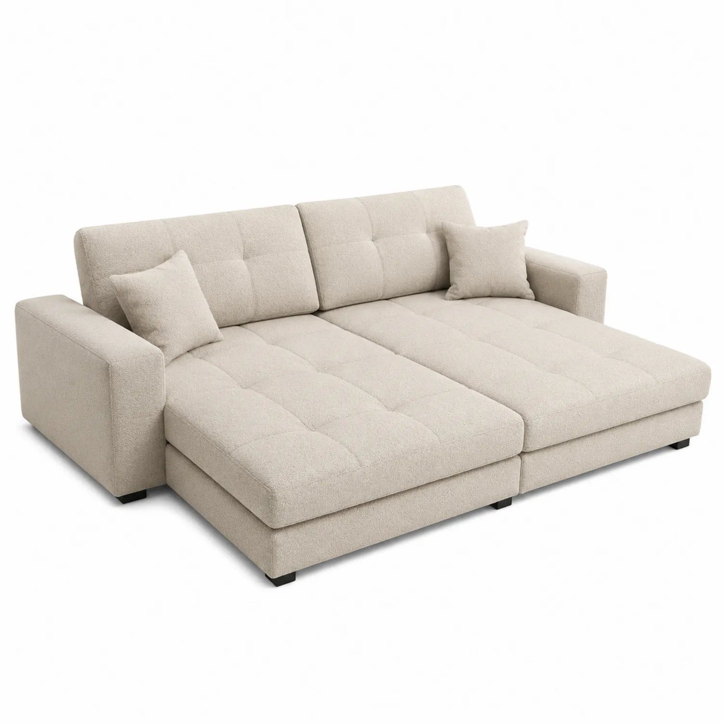Rozkładana sofa z tkaniny poliestrowej z poduszkami 250x150x90 cm