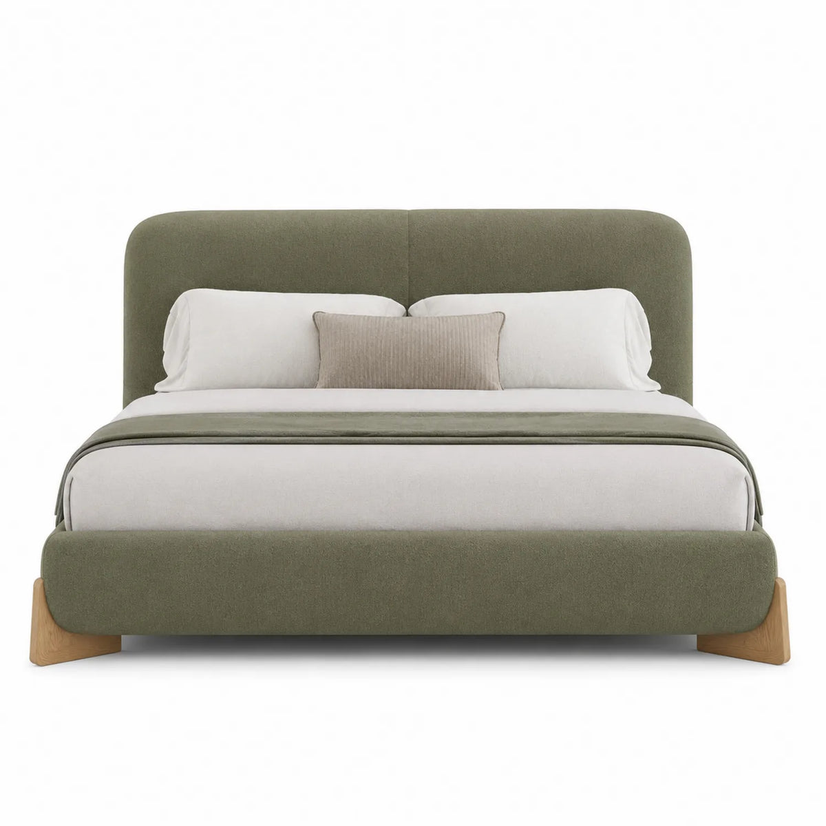 Cama estofada com cabeceira verde 200x160 cm