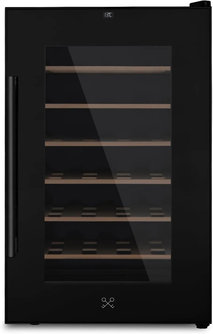 LES PETITS CHAMPS CAVCB28, 70 L, 28 garrafas, 11 a 18 °C, preto, LED, 6 prateleiras, UV, PEQUENAS CAMPANHAS Conservação Adega de Vinho de 28