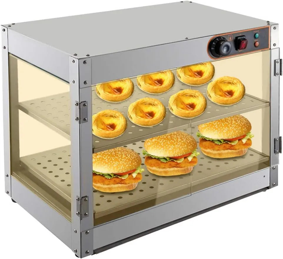 xigner Produto Vidro quente, Contador quente, Com iluminação, ajuste termostáticos de 30 °C a 85 °C, restaurantes rápidos - 61 x 38 x 51 cm, padarias