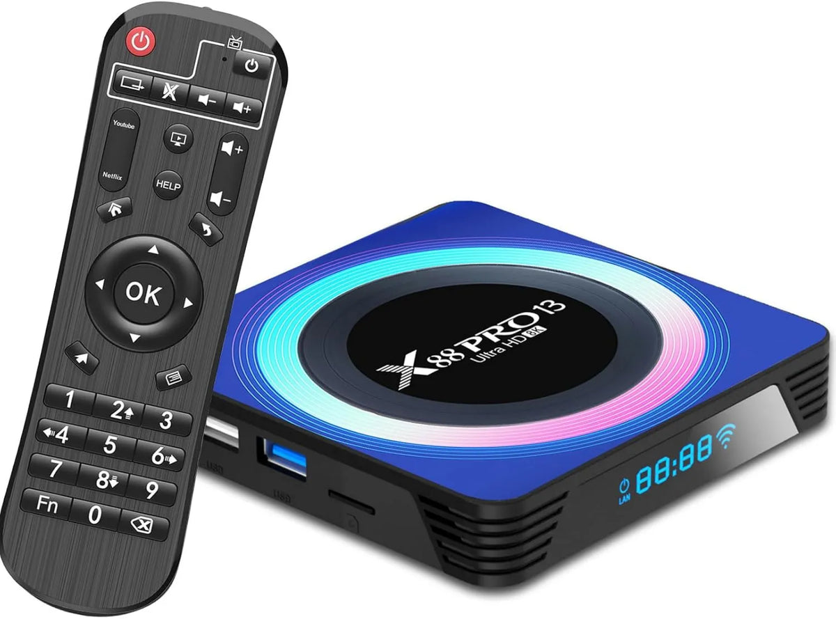 Dulmssxy Smart TV x13 4GB, TV, USB, Wi-Fi, efeito 3D, Android OS, streaming DLNA, 0GHz WiFi BT5, 0 10, x13 Android 13.0 4GB RAM 64GB ROM RK3528