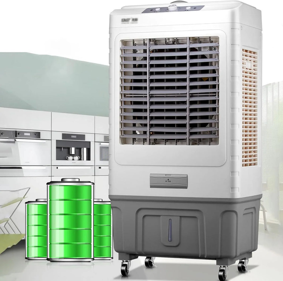 LIPJIA Ar condicionado, Industrial, 3 Velocidade, Tanque Grande, Profissional, Ventilador climatizador Evaporativo Comercial, Umidificador