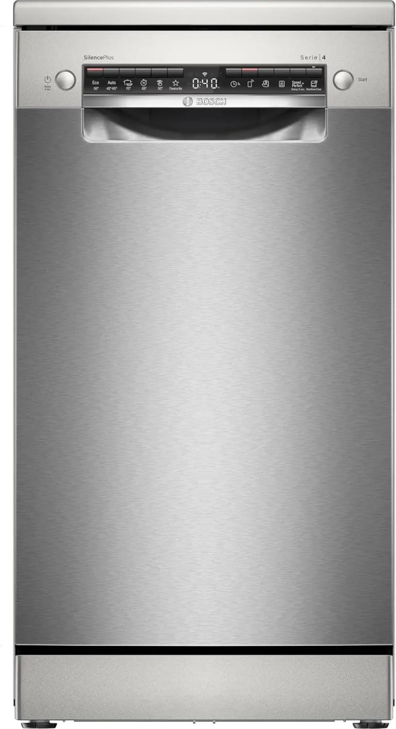 Bosch SPS4EMI17E Máquina de lavar loiça, 45 cm, formato fino, Anti-traço de aço escovado, Série 4, máquina de lavar loiça de pé