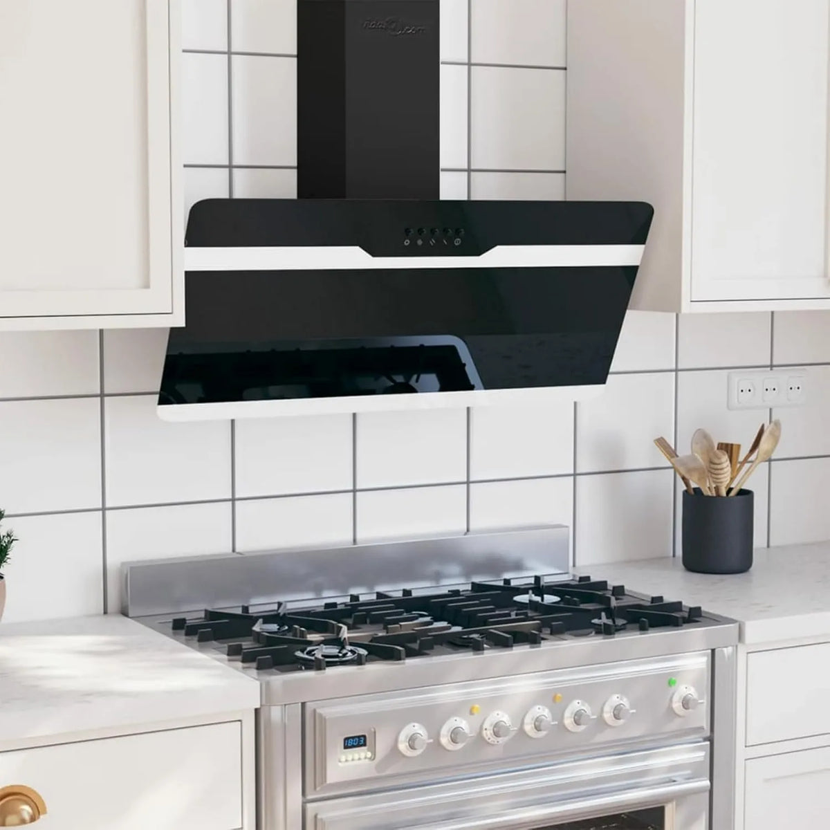 Homgoday exaustor, 90 cm, capa de cozinha, instalação de parede, decoração da sala, preto, escritório, quarto