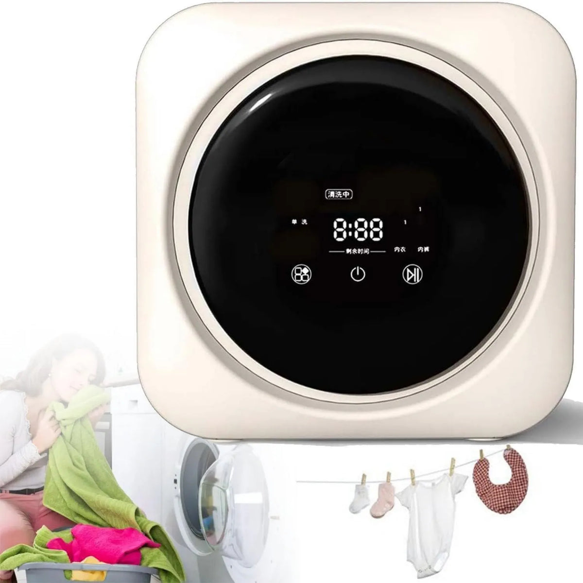 Generic Máquina de lavar roupa, 5 L, portátil, instalação de parede, secador elétrico, totalmente automático, tamanho pequeno, compacto, com corrente integrada