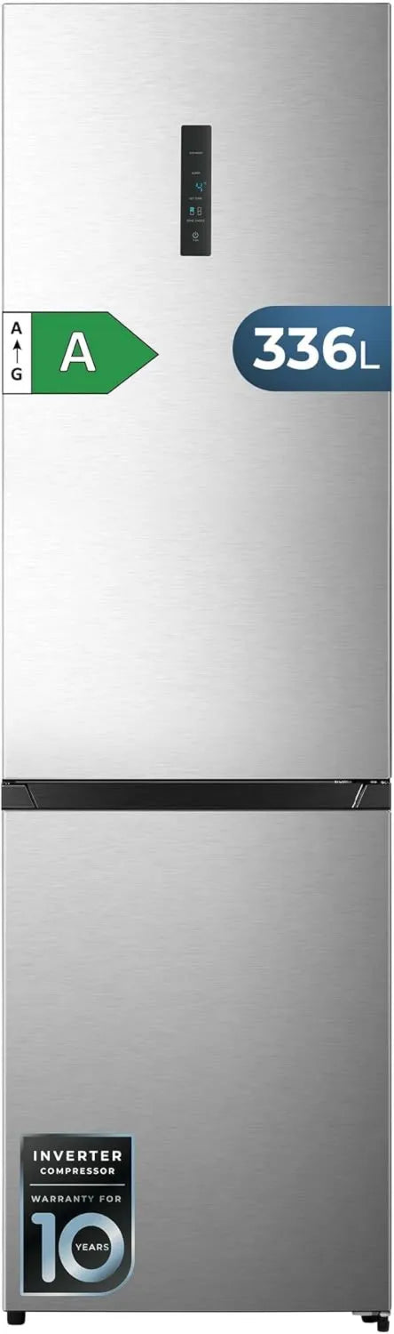 Cecotec Bolero CoolMarket Frigorífico Combi, 336 L, No Frost, Inversor, Aço inoxidável, Flex Fresh, Flex Hhumidade, Modo inteligente, Baixo consumo