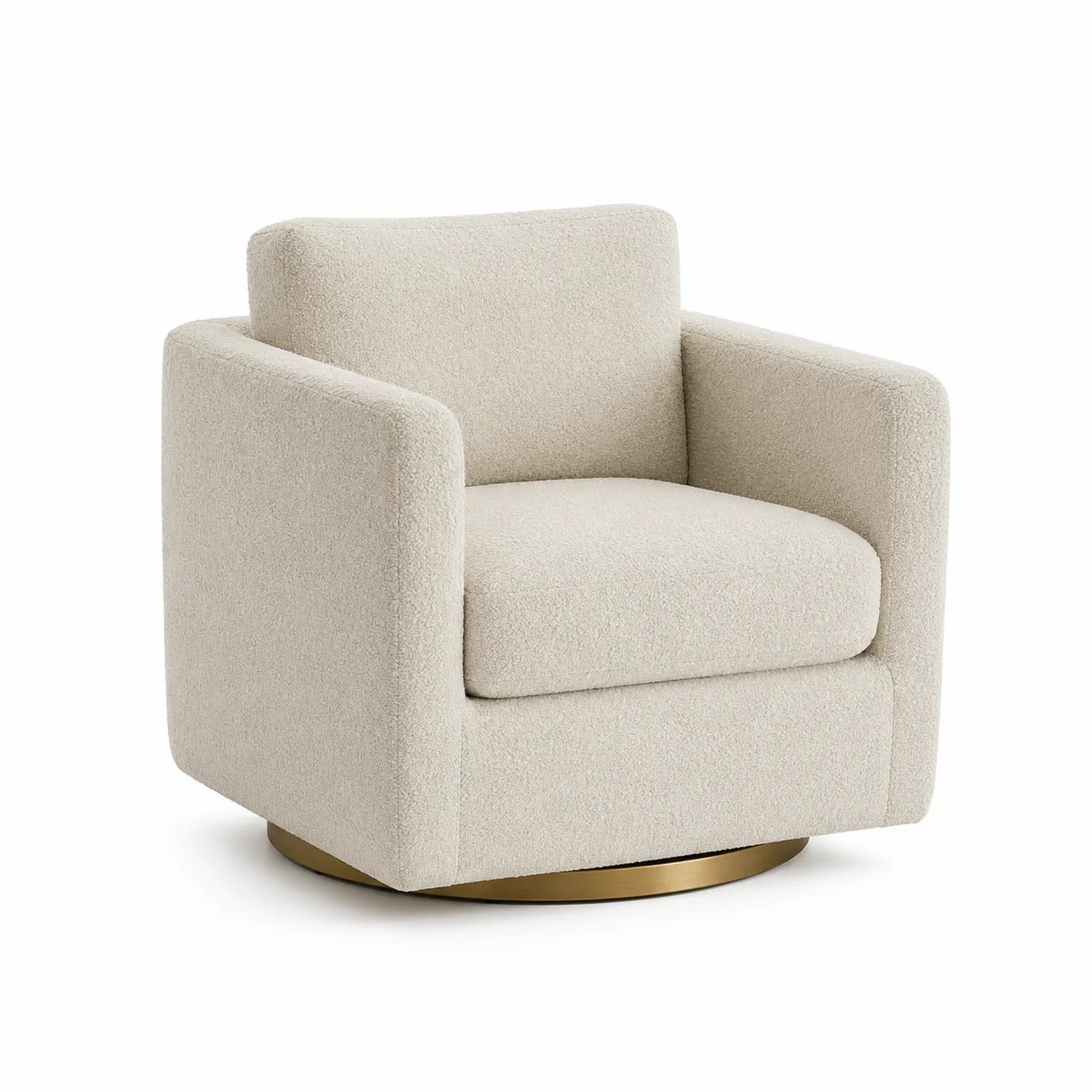 Fotel obrotowy z tkaniny boucle kremowy 75x80x80 cm