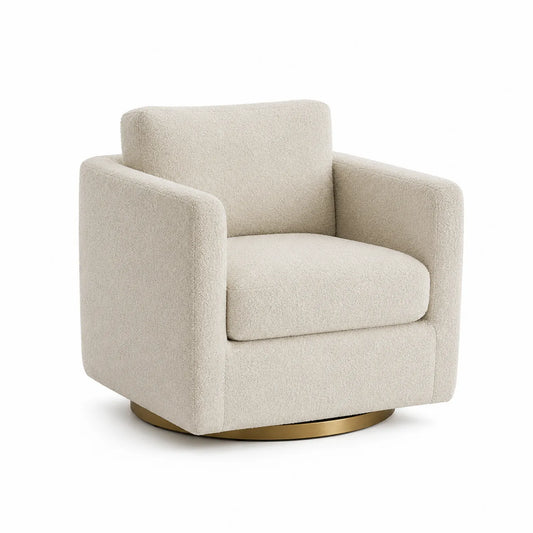 Fotel obrotowy z tkaniny boucle kremowy 75x80x80 cm