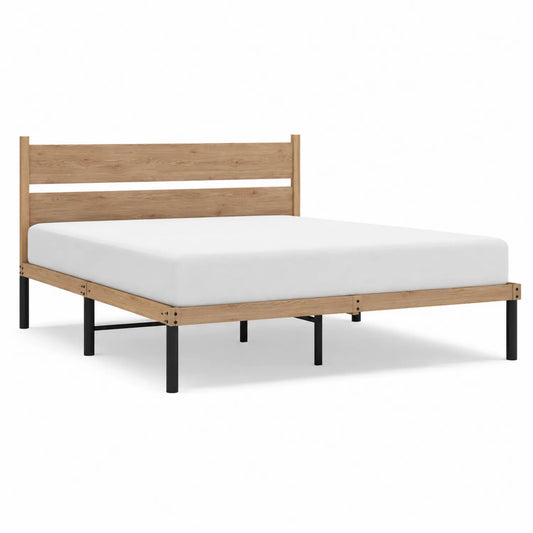 Łóżko z płyty MDF i metalu dąb jasny 200x160 cm