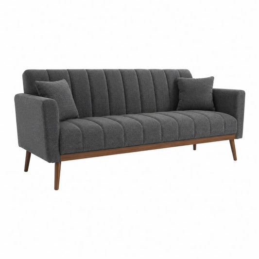 Sofa 3-osobowa z tkaniny poliestrowej szara 210x85x75 cm