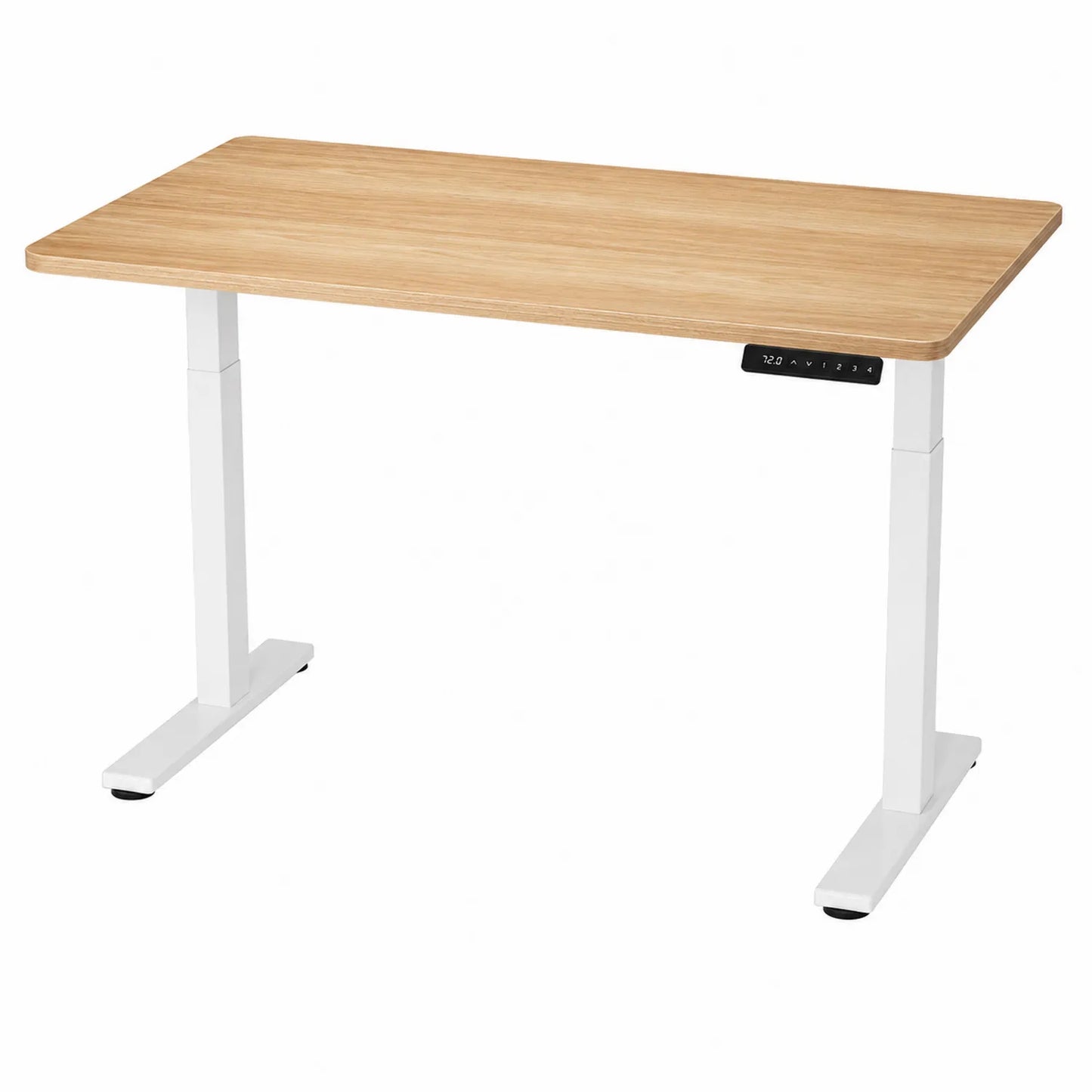 Biurko regulowane elektrycznie z drewnianym blatem i metalowym stelażem 120x60x70-120cm