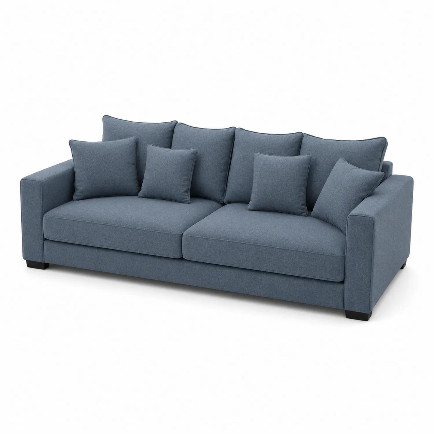 Trzyosobowa sofa z tkaniny niebieska
