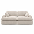 Dwuosobowa sofa sztruksowa prostokątna beżowa