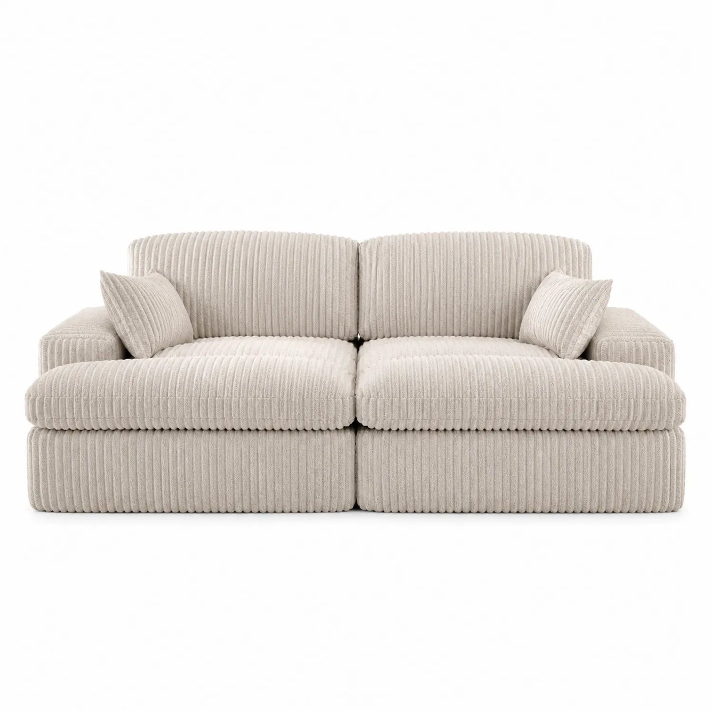 Dwuosobowa sofa sztruksowa prostokątna beżowa