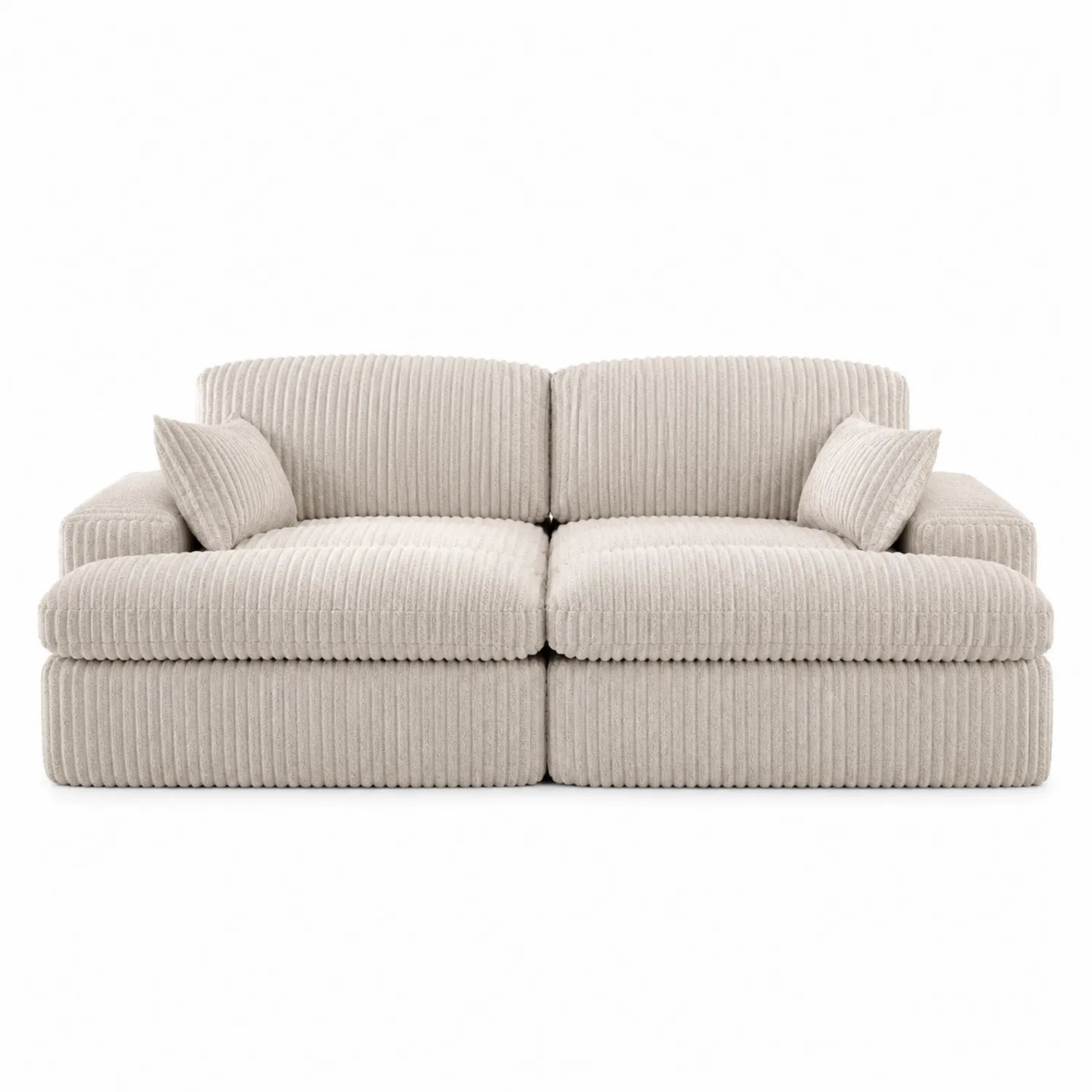 Dwuosobowa sofa sztruksowa prostokątna beżowa