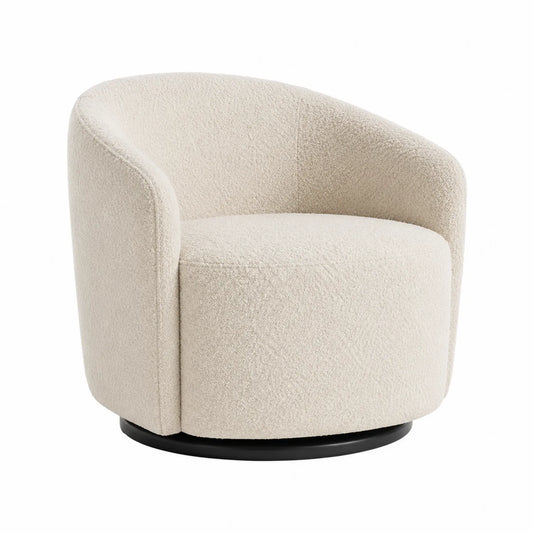 Fotel obrotowy tkanina bouclé kremowy 75cm