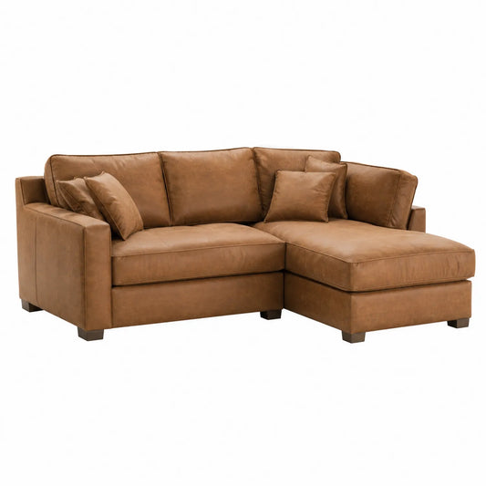 Narożna sofa z ekoskóry brązowa