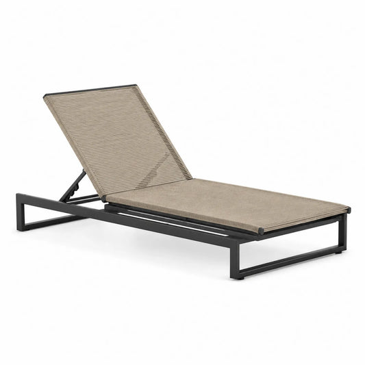 Leżak ogrodowy stalowy tekstylina Beżowy 200x65x35 cm