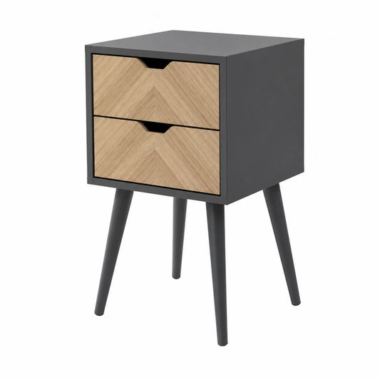 Szafka nocna z dwiema szufladami MDF i metalowa czarna 45x30x60 cm