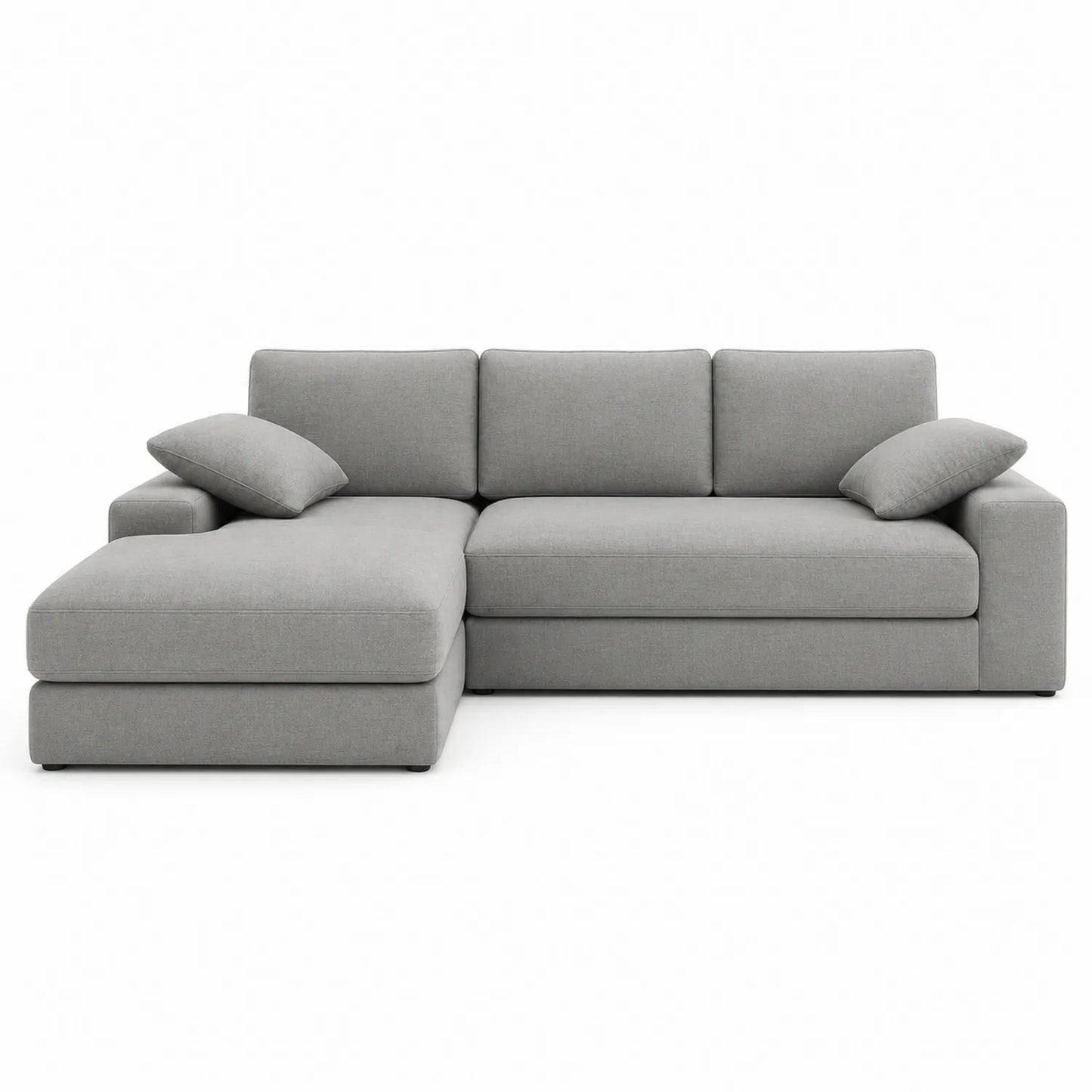 Sofa narożna z tkaniny w kształcie L jasnoszara 260x160x85cm