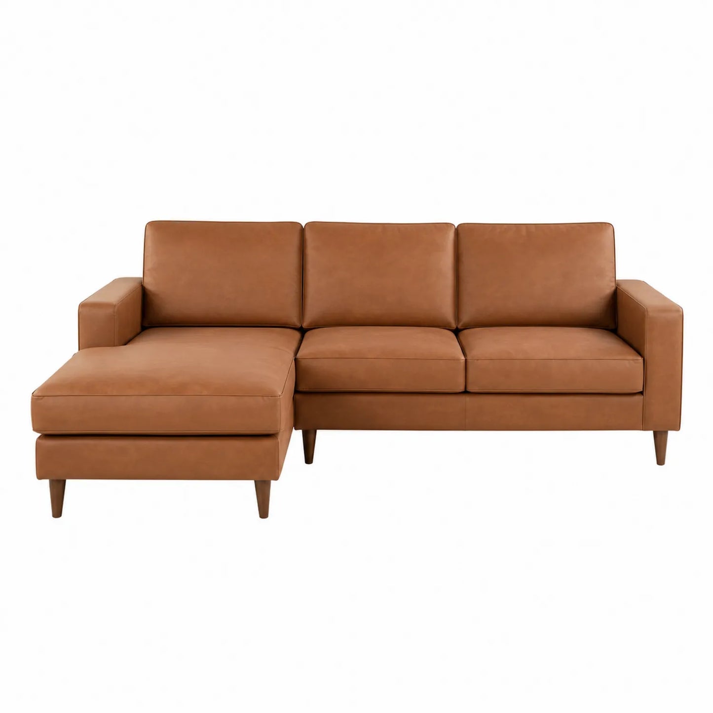 Narożna sofa z brązowej sztucznej skóry