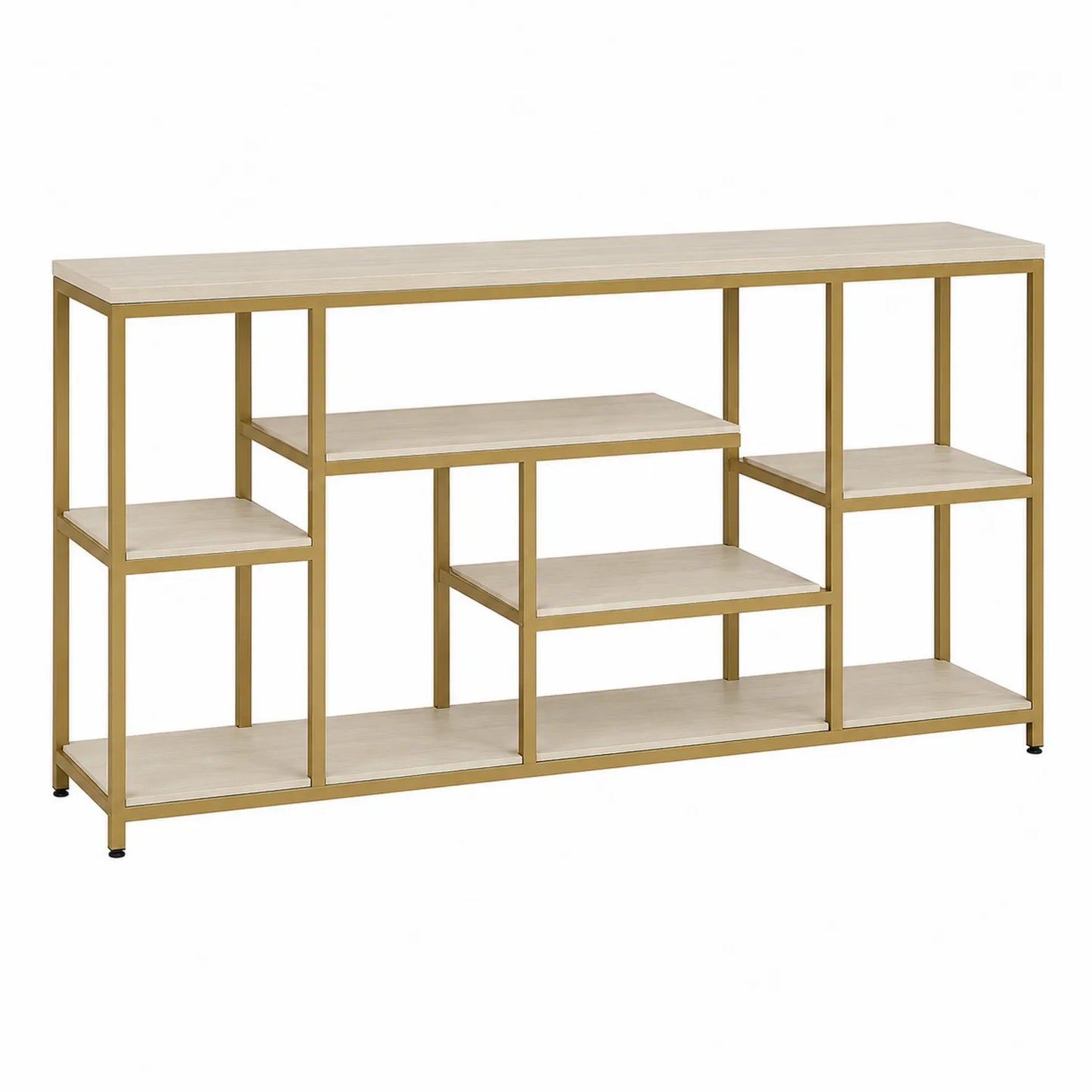 Metalowa konsola z półkami MDF 120x30x80 cm Beżowy