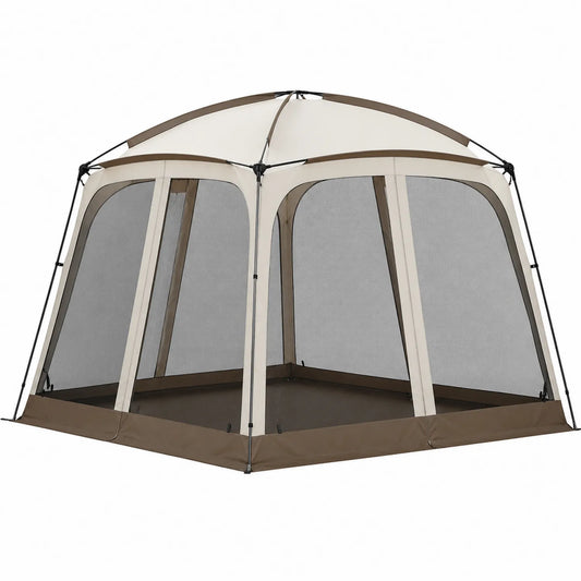Namiot Altana Ogrodowa Poliester Stal Kwadratowy Beżowo-Brązowy 3x3x2.5m
