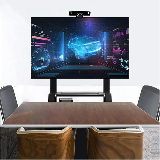 Generic Smart TV, 75 polegadas, TV, rodas móveis, suporte de rolo de TV, suporte auto-suportante carrinho de TV sobre rodas