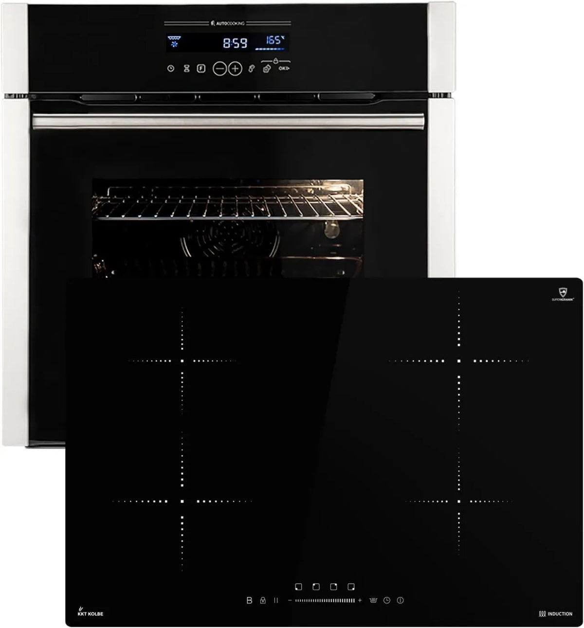 KKT KOLBE Cozinhador com forno EB8016ED IH87704RL, 60cm, encastrado, timer, grelhador, pizza, temporizador automático, SET8016IH877RL, Catalisar, Assando, Função