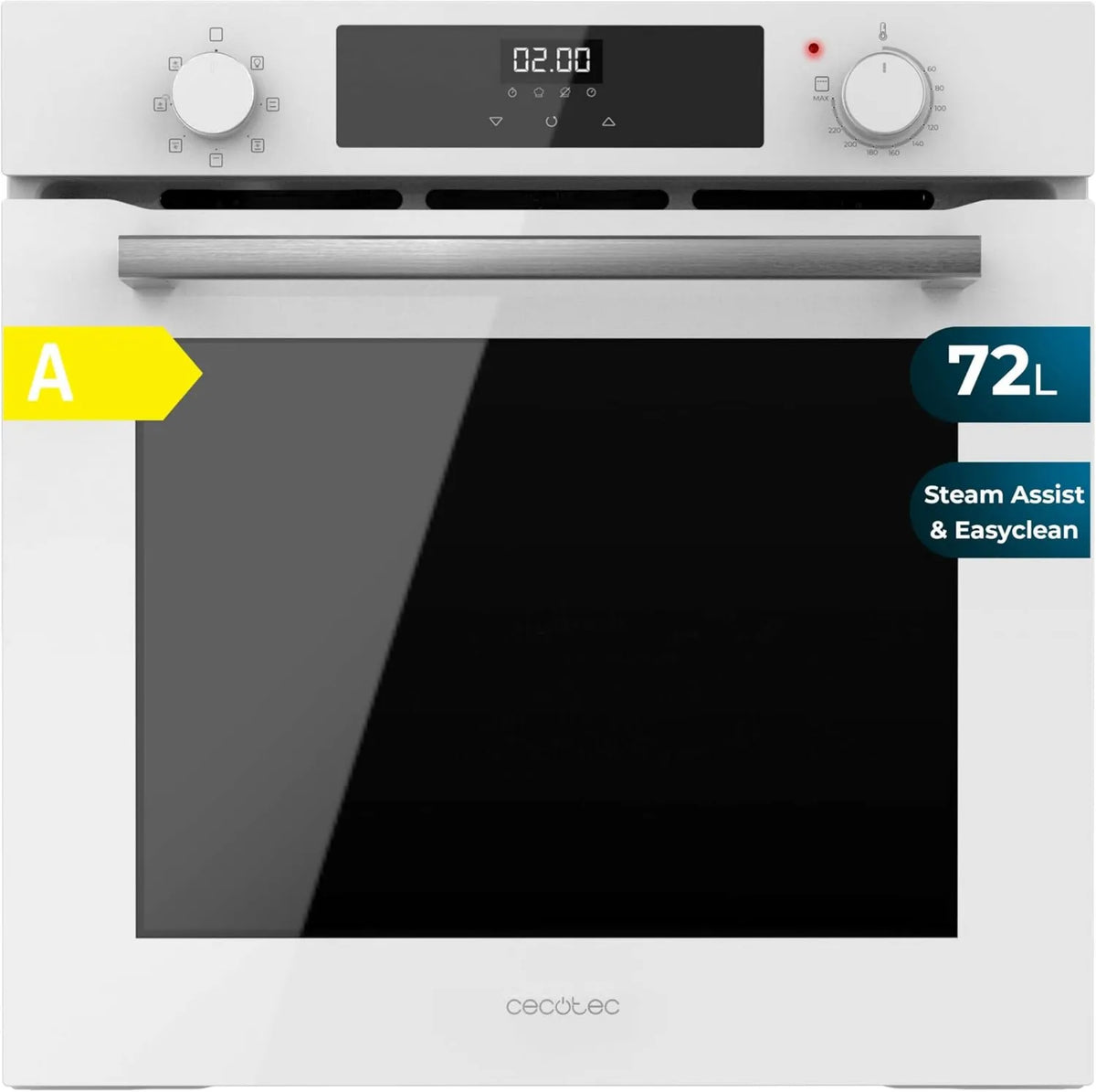 Cecotec Bolero Hexa M226000 Forno elétrico, 60cm, 72L, 2800W, 7 programas, grelha, vapor, descongelamento, aço inoxidável, Grill modo, 2800W