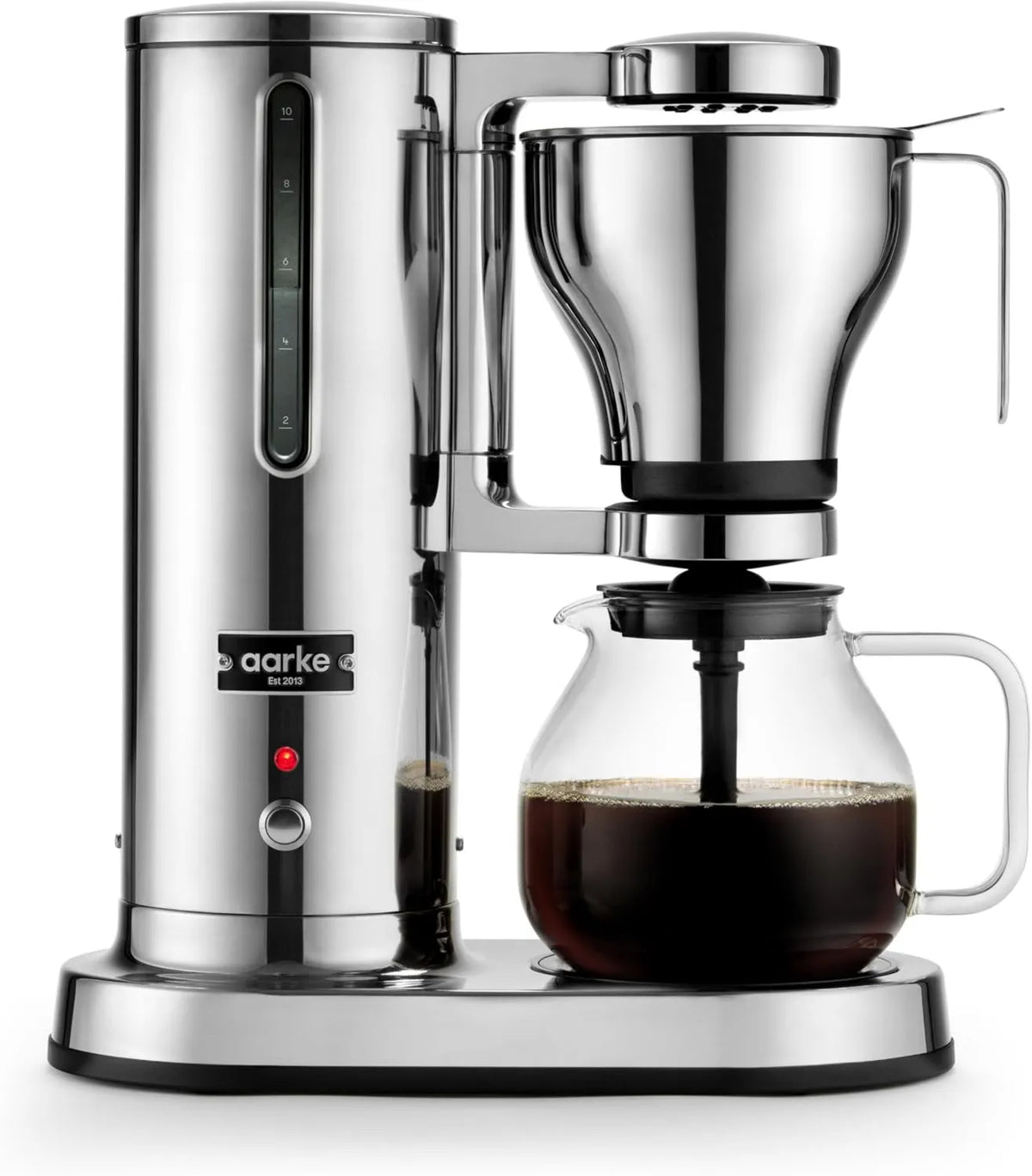 aarke Máquina de café elétrica, 1.25 L, Hot Hold, aço inoxidável, 10 chávenas, 1.25L, máquina de café filtro de Ark, carafe de vidro, design moderno