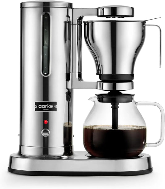 aarke Máquina de café elétrica, 1.25 L, Hot Hold, aço inoxidável, 10 chávenas, 1.25L, máquina de café filtro de Ark, carafe de vidro, design moderno