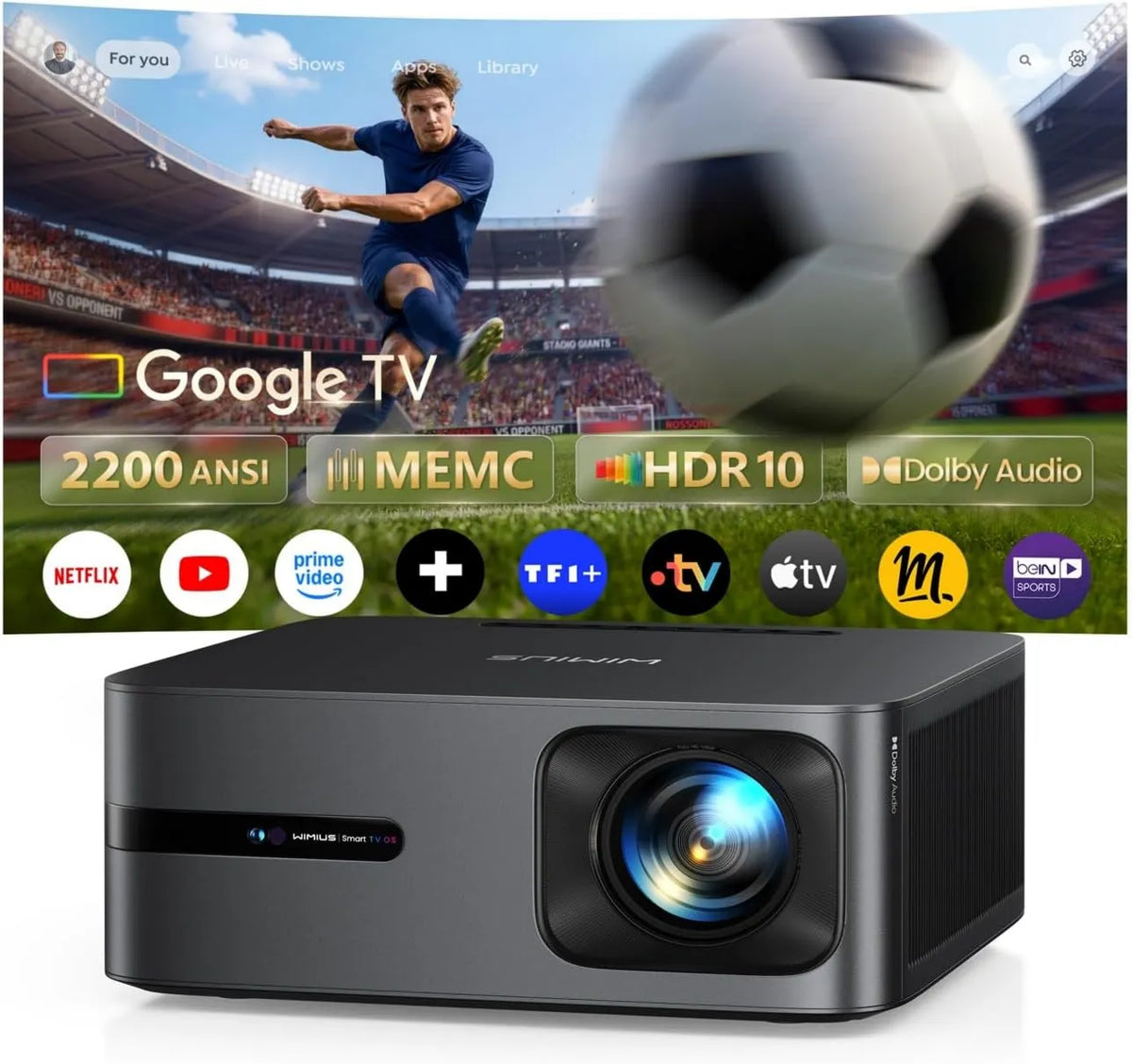 WiMiUS Google 14.0, Dolby 1080P Smart TV, TV, 4K UHD, HDR, HDMI, Wi-Fi, Bluetooth, HDR10, projetor 4K MEMC