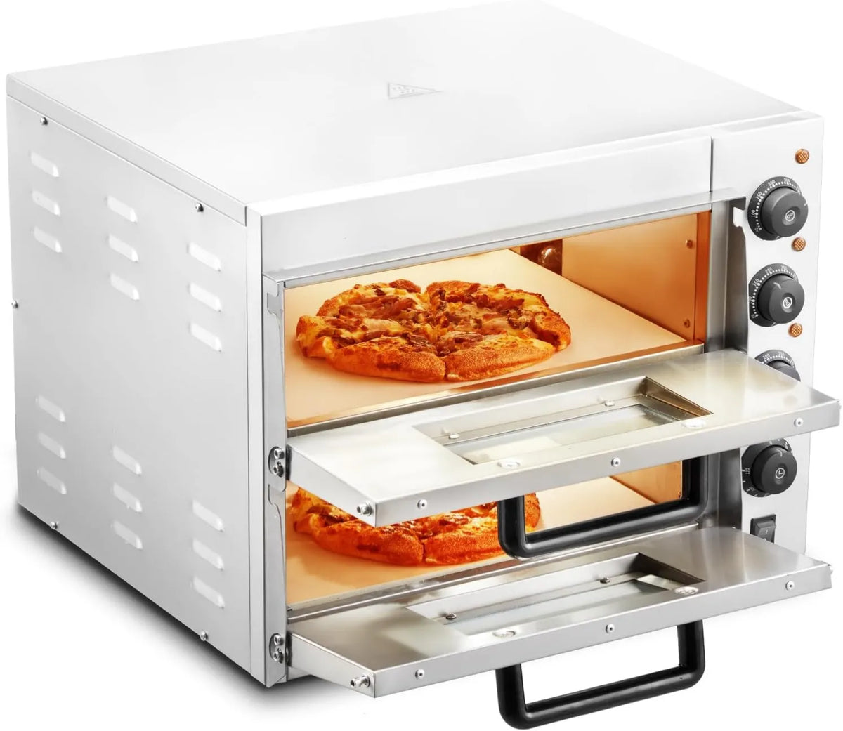 VEVOR Pizza Forno elétrico, Profissional, Restaurante, Aço inoxidável, Pedra e alça, VEVOR Pizza Forno Capacidade Comercial 16', Máquina