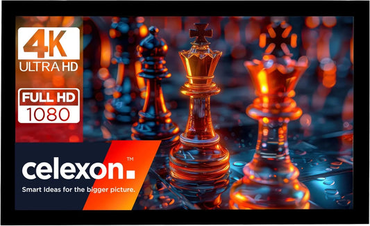 Produto 200x113cm 16:9, ecrã de projeção básica do celexon em 90' frame, ecrã de 4K com sistema de plug-in e ecrã tensionada para um excelente