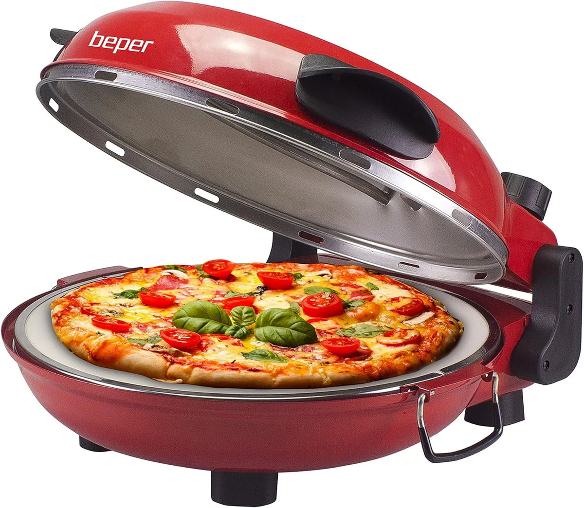 Forno elétrico de pizza, BEPER P101CUD300, temporizador, removível, BEPER P101CUD300 Forno de pizza com placa removível refractária - Forno de pizza