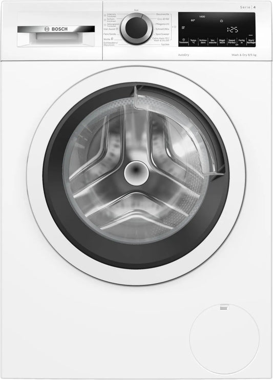 Bosch WNA13470 Máquina de lavar roupa, 8 kg, silencioso, lavagem e secagem 60' em 60 minutos, 1400 rpm, min, secagem ideal AutoDry, EcoSilence Drive motor