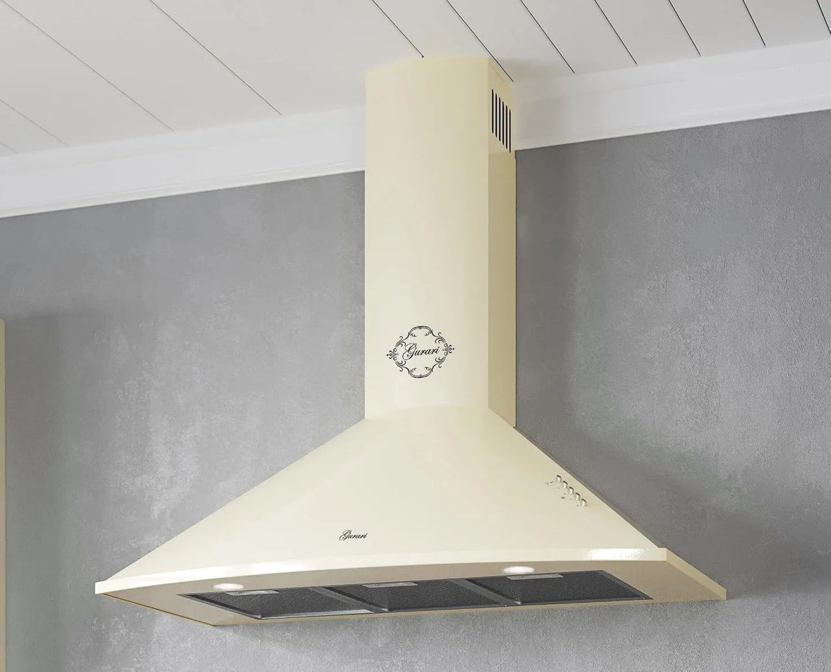 exaustor, 90 cm, 1000 m3/h, capa de cozinha, instalação de parede, Gurari capa de parede GCH C 046 BG 9, creme, muito absorvente, recirculação ou