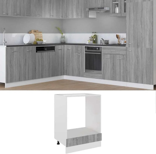 LoogCape Microondas, 60 x 46 x 81, 5 cm, cinzento, pés ajustáveis, 5 cm com compartimento grande