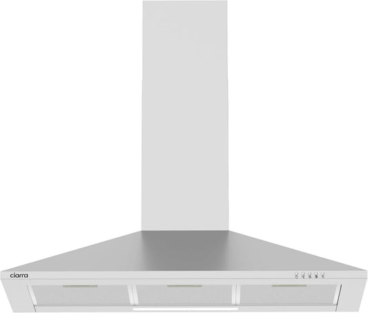 CIARRA exaustor, 90cm, 380m3/h, classe energética A, capa de cozinha, evacuação e reciclagem, instalação de parede, aço inoxidável