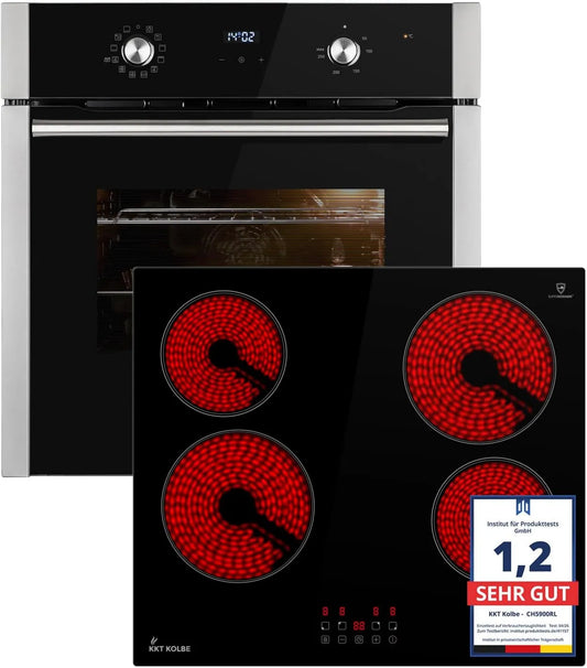 Cozinhador com forno BO8810SS CH5900RL, 60 cm, encastrado, temporizador, autónomo, placa de cozinha 59 cm, churrasco, kit KKT KOLBE Fogão